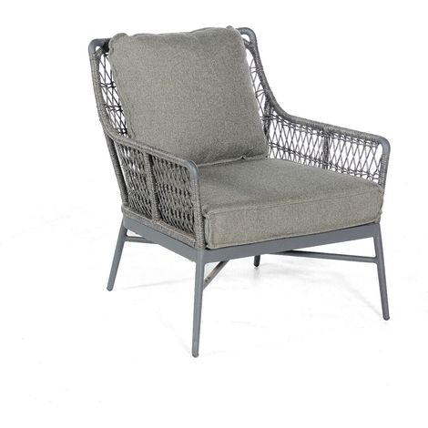 Sonnenpartner Retro Loungesessel Gartensessel Alu mit PE-Bespannung light coal
