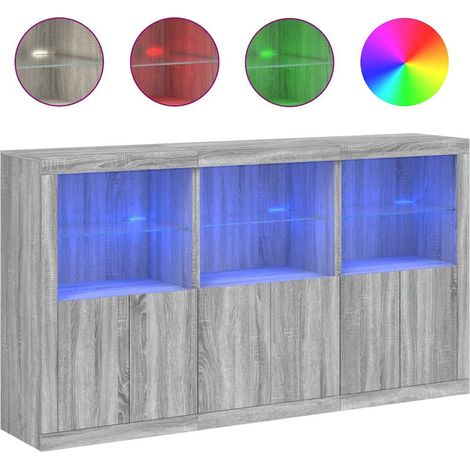 Maison Exclusive - Aparador con luces LED gris Sonoma 181,5x37x10 (1/5)