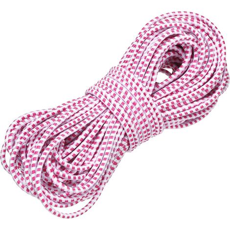 Corde élastique de 0,3 cm x 14,7 m, en polyester robuste, corde élastique pour kayak, bâche, bateau, tente, camping, loisirs créatifs, blanc/rouge (1/5)