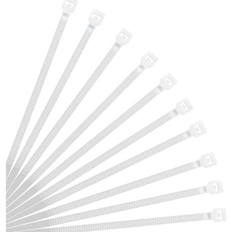 BRAVIX Collier de Serrage en Nylon - Attache Câble Petit Format - Serre-Câbles - Lot de 500 Pièces (200mm x 3.2mm, Blanc) (1/5)