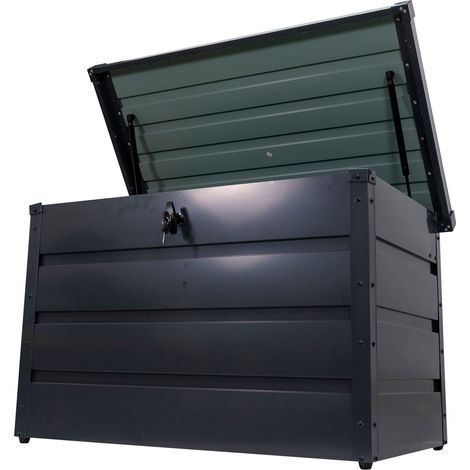 Coffre de jardin RURIS SmartYD 100M - Acier galvanisé - 300 L - Charge 80 kg - Extérieur et intérieur - Résistant UV - Gris anthracite (1/5)