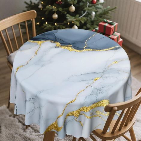 Nappe ronde 152 cm, Noël, imperméable, design marbre