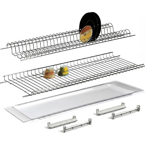 Scolapiatti per Pensile Acciaio Cromato Vaschetta Raccogligocce 76 cm (1/5)