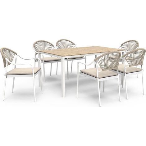 Gartenmöbelset Rodi (1 Tisch, 6 Stühle) 150 x 90 cm, Höhe 72,5 cm