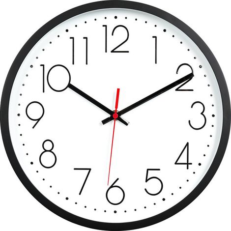 1 Horloge murale, mouvement quartz silencieux, cadre ABS plastique, chiffres 3D noirs, pour cuisine bureau salon école (1/5)