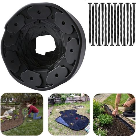 Rouleau de bordure Bande de finition Bordure de jardin Bordures de pelouse (5 m x 5 cm noir) (1/5)