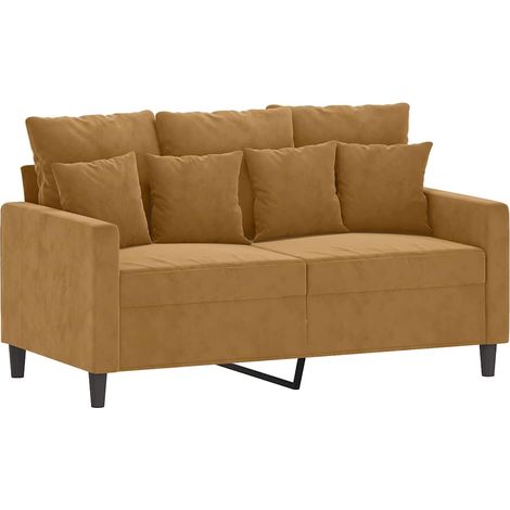 Canapé Sofa à 2 places Marron 120 cm Velours (1/5)