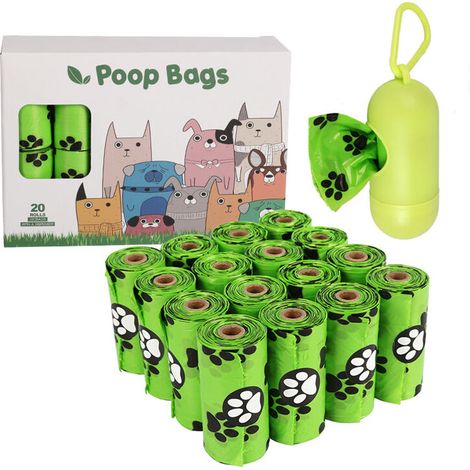 Sacs à Crottes Pour Chiens Triomphe,300 Sacs Sacs à Caca de Chien étanches Sacs à Caca de Chien Biodégradables Sacs à Ordures Pour Animaux de Compagnie Avec Distributeur de Sacs(Vert) (1/5)