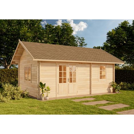 Alpholz Garten-und Freizeithaus Arizona ISO Blockhaus aus Holz, Holzhaus mit 44 mm Wandstärke inklusive Schlafboden Blockbohlenhaus (1/5)