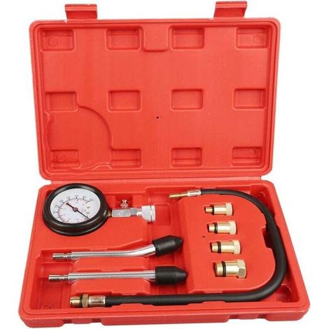 Tester di compressione del motore, kit per il test delle candele automobilistiche, kit di strumenti con manometro per testare moto, auto, motori fuoribordo, motoseghe, motoslitte, motori a benzina, ec (1/4)