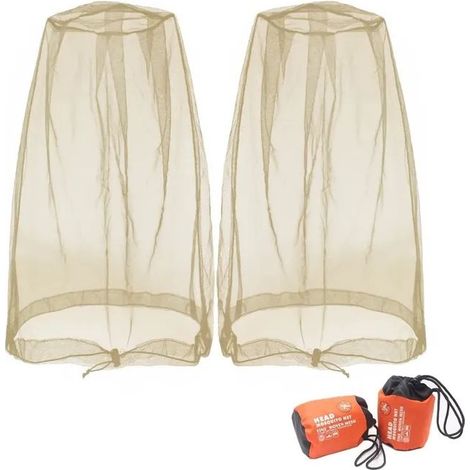 Moustiquaire pour tête, filet de protection pour visage et cou avec sac de rangement, maille extra fine, protège contre les piqûres d’insectes, pour pêche, randonnée, camping et jardinage, 4 pack, ver (1/5)