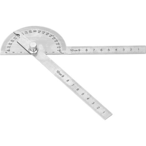 Règle à 2 bras 180 degrés 0-10cm en acier inoxydable rapporteur d'angle réglable pour menuiserie et bâtiment (1/5)