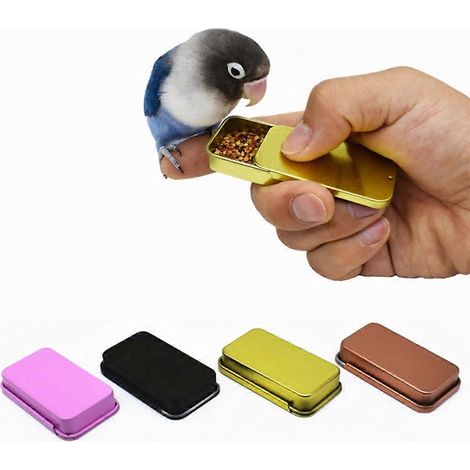 Mangeoire pour oiseaux, outils de dressage pour perroquets, jouets compacts en forme de mini-boîtes en fer (1/4)