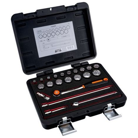 BAHCO - Jeu de douilles 3/8", profil 12 pans métriques et cliquet à tête ronde - 22 pc