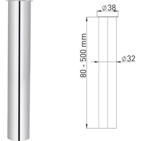 ASW Bördelrohr Tauchrohr zu Röhrensifon 100269 DN32 x 200 mm, Messing verchromt (1/5)