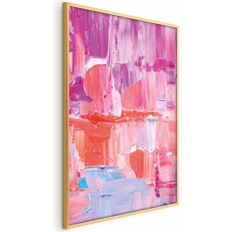 Poster – Farbenfrohe Striche – intensive Rosa- und Lilatöne auf Leinwand (1/4)