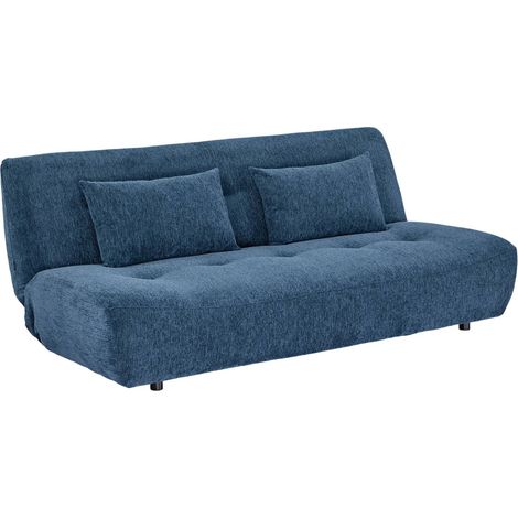 sweeek - 3-Sitzer Schlafsofa mit Chenille-Bezug, Chenille, Blau