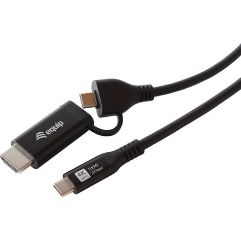 Equip Adapter USB-C-USB-C+HDMI PD100W 4K/ 60Hz 2.00m Alu. (128436)
