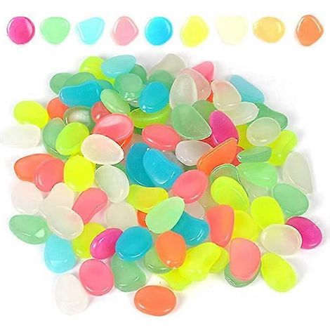 200 pierres lumineuses, galets phosphorescents colorés, pierres décoratives pour la nuit, pour jardin extérieur et aquarium. (1/2)