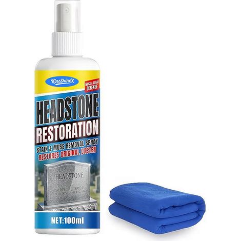 1 pièceSpray nettoyant pour la restauration de pierres tombales (1 à 3 unités), éliminant les taches et la mousse pour l'entretien des pierres tombales en granit et marbre (100 ml). (1/5)