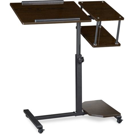 Práctica mesa ajustable para portátil con ruedas y superficies inclinables 77 x 40 x 70 a 100 cm de MDF negro 130005838 (1/3)