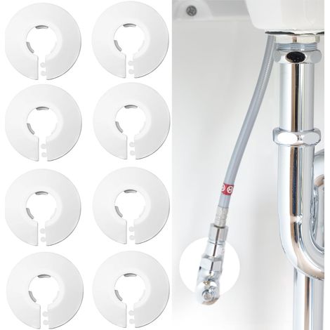 Lot de 8 cache-tuyaux de radiateur en plastique blanc - Cache-tuyaux décoratifs pour tuyaux d'eau, Cache Tuyau Plomberie - Pour tuyaux de radiateur de 15 mm de diamètre (1/5)