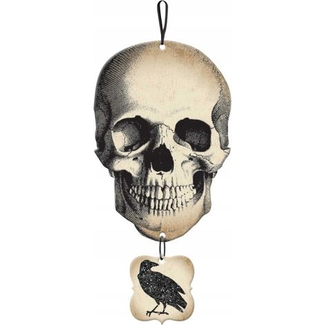 Decorazione di Halloween a forma di teschio di corvo da appendere, 44 cm