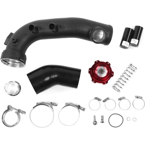 Kit collettore di aspirazione turbocompressore con valvola wastegate per motore N54 3.0L, realizzato in lega di alluminio, nero.