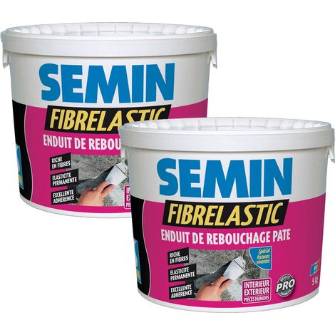 Semin – Enduit de rebouchage élastique pour fissures vivantes – 2 seaux de 5 kg – Prêt à l'emploi pour intérieur/extérieur – Elasticité durable