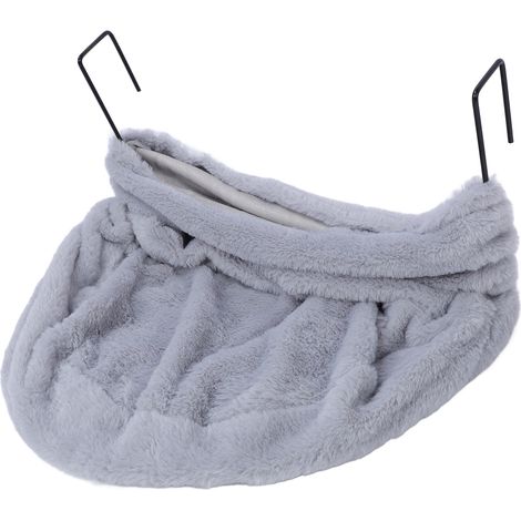 Hamac pour chat en forme de S, peluche douce et chaude, gain de place et confort optimal, gris, idéal pour l'intérieur. (1/5)