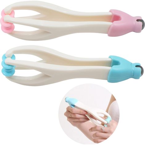Set aus zwei digitalen Rollenmassagegeräten zur Akupressur von Händen und Handgelenken, lindert Gelenkschmerzen und verbessert die Durchblutung.