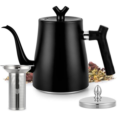 Theiere avec Infuseur, Theiere Induction en Acier Inoxydable 1500 ml Théière en Acier Inoxydable avec Infuseur Amovible pour Thé En Vrac, Compatible avec Tous Les Types de Plaques de Cuisson (1/5)