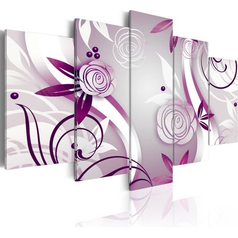 Tableau Imprimé "Roses Violettes" 50 x 100 cm