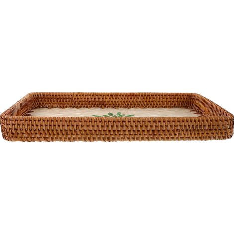 Plateau de Service Tissé pour Salle de Bain Coiffeuse et Rangement de Table Design Bohème avec Motif'-'- (1/5)