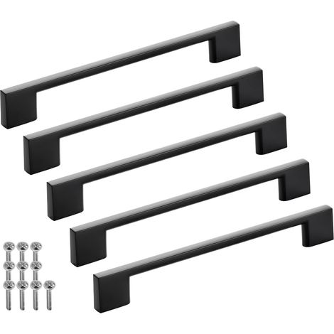 SOTECH Möbelgriff Bügelgriff Blackline XII schwarz matt Schubladengriff Schrankgriff inkl. Schrauben - Bohrlochabstand (BA) 160 mm, 5 Stück (1/4)