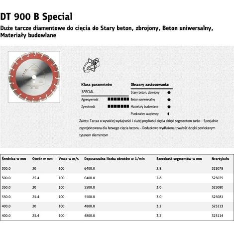 KLINGSPOR TARCZA DIAMENTOWA SEGMENTOWA 350x3,0x25,4mm  DT900B