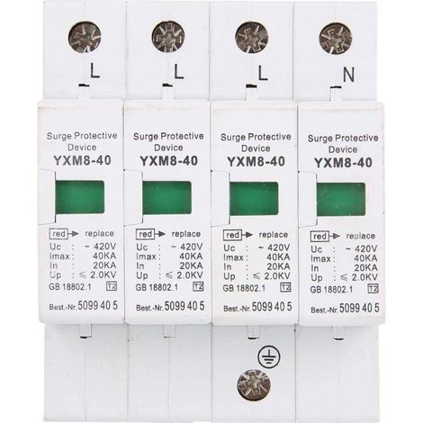 Protection Contre Les Surtensions de la Maison Parafoudre 4P 40KA DIN Rail AC Dispositif de Parafoudre Basse Tension pour la Protection Contre Le Tonnerre (1/5)