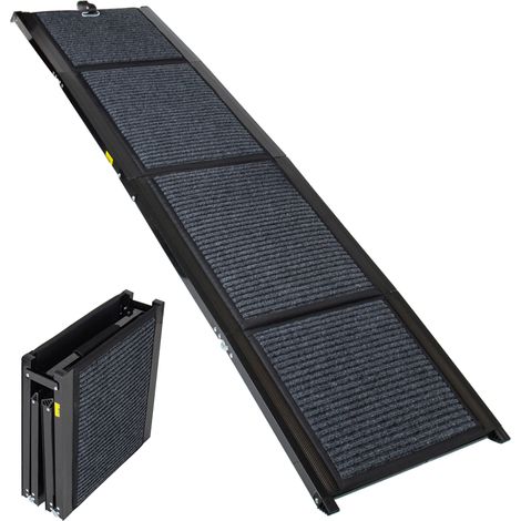 Rampa plegable para perros para coche de 180 cm, antideslizante, negra, carga hasta 110 kg (1/5)