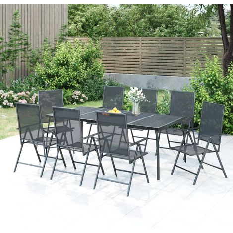Ensemble à manger de jardin 9 pcs-Salon de jardin anthracite acier 533655 (1/5)
