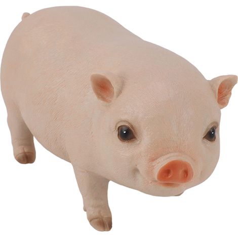 Petite statue de cochon debout en résine - Sculpture animale pour jardin extérieur et décoration de bureau - 26,5 cm - Rose (1/5)