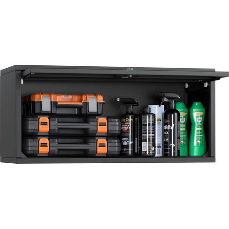Armoire Murale Atelier, 77 x 30,5 x 35,6 cm, Armoire à Outils Garage Suspendue Métal, Rangement Mural, avec Porte Rabattable, Capacité de Charge 54,5 kg, pour Garage, Sous-sol, Cuisine, Entrepôt (1/5)