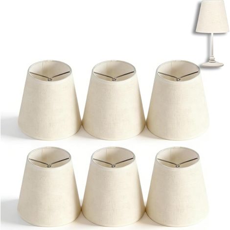 Lot De 6 Abats-Jour, Abat Jour Lampe Chevet Abat Jour Beige Abat-Jours E14 Petits Avec Clip Pour Table De Chevet, Applique Murale En Cristal, Lustre De Lampe (1/5)