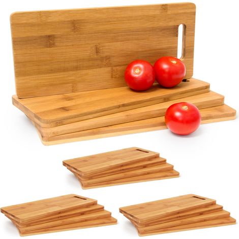 Set da 16 Taglieri in Bambù per la Cucina, Vassoi, Tavolette per Servire Formaggi e Salumi, Naturale