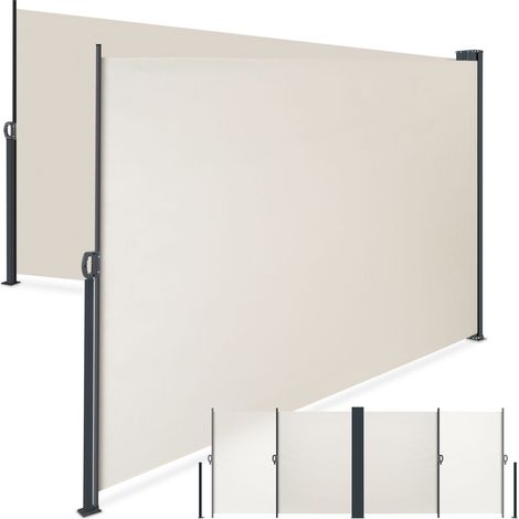 Store latéral double extensible, toile enduite, beige 600x9x180cm (1/5)
