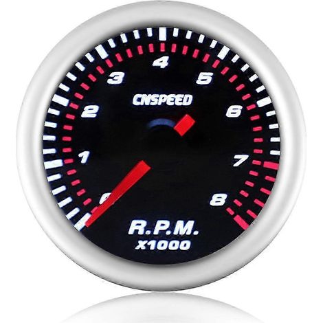 Tachymètre de voiture 52 mm (2 pouces), jauge de régime 0-8000 tr/min, moteur universel 12 V, affichage LED blanc (1/5)