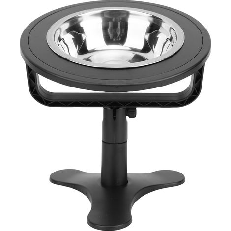 Soporte ajustable para comedero de gato negro, inclinado 15°, antideslizante, fabricado en acero inoxidable y ABS, comedero inclinado para una alimentación ergonómica y una fácil digestión. (1/4)