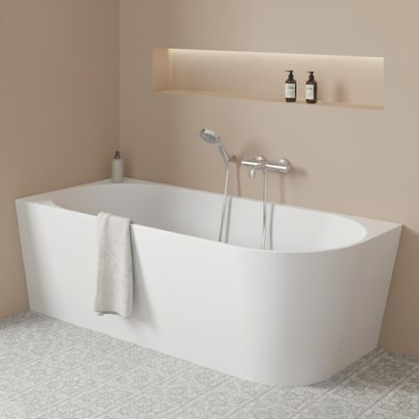 MILO Badewanne 150cm Vorwand Links - Komplett-Set Acryl Weiß (1/4)