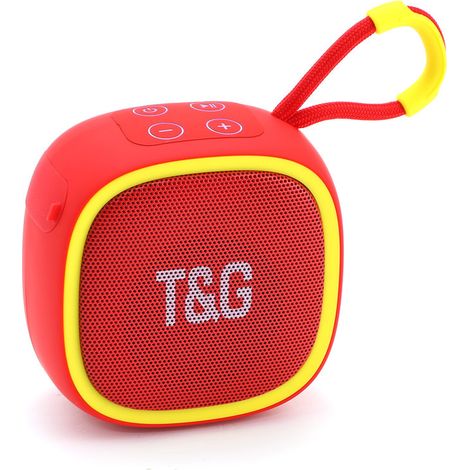 TG659 MINI Enceinte Bluetooth sans fil portable avec caisson de basses, audio stéréo pour le sport en extérieur, compatible carte TF et radio FM pour voiture - Rouge (1/2)