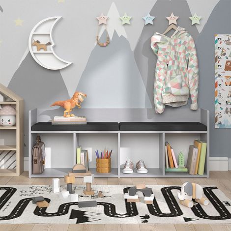 Kindersitzbank Luigi, Weiß, 107.2 x 88.6 cm 4 Fächer, Vicco