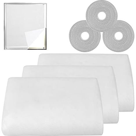 3 Pièce Moustiquaires pour Fenêtres, Filet Écran Insecte 1.3×1.5m, Mouche Bug Moustique Protecteur Filet Maille de Fenêtre Écran avec 3 Rouleaux de Ruban Adhésif (blanc) (1/5)